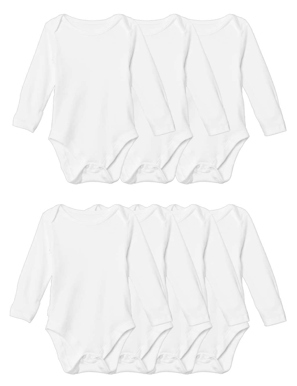 7pk Pure Cotton Long Sleeve Bodysuits 5lbs 3 Yrs M S Collection M S