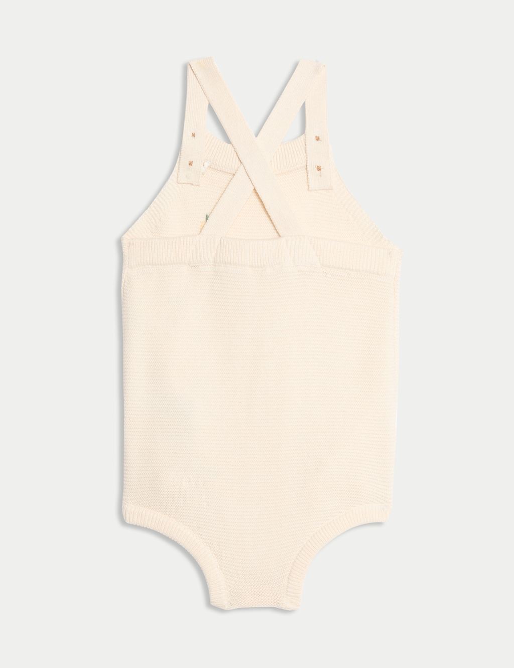 Pure Cotton Knitted Lemon Dungarees (7lbs-12 Mths) 2 of 4