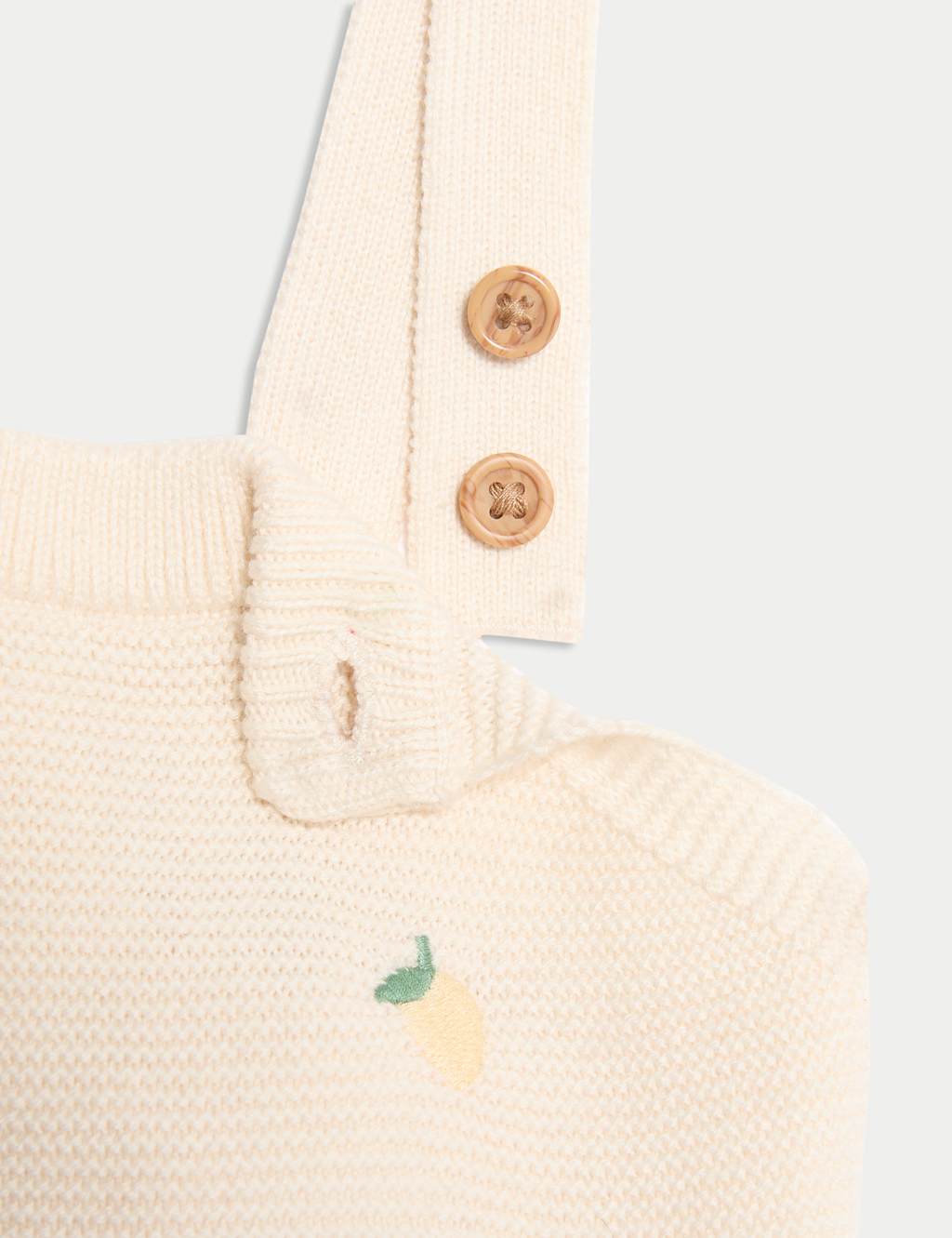 Pure Cotton Knitted Lemon Dungarees (7lbs-12 Mths) 3 of 4