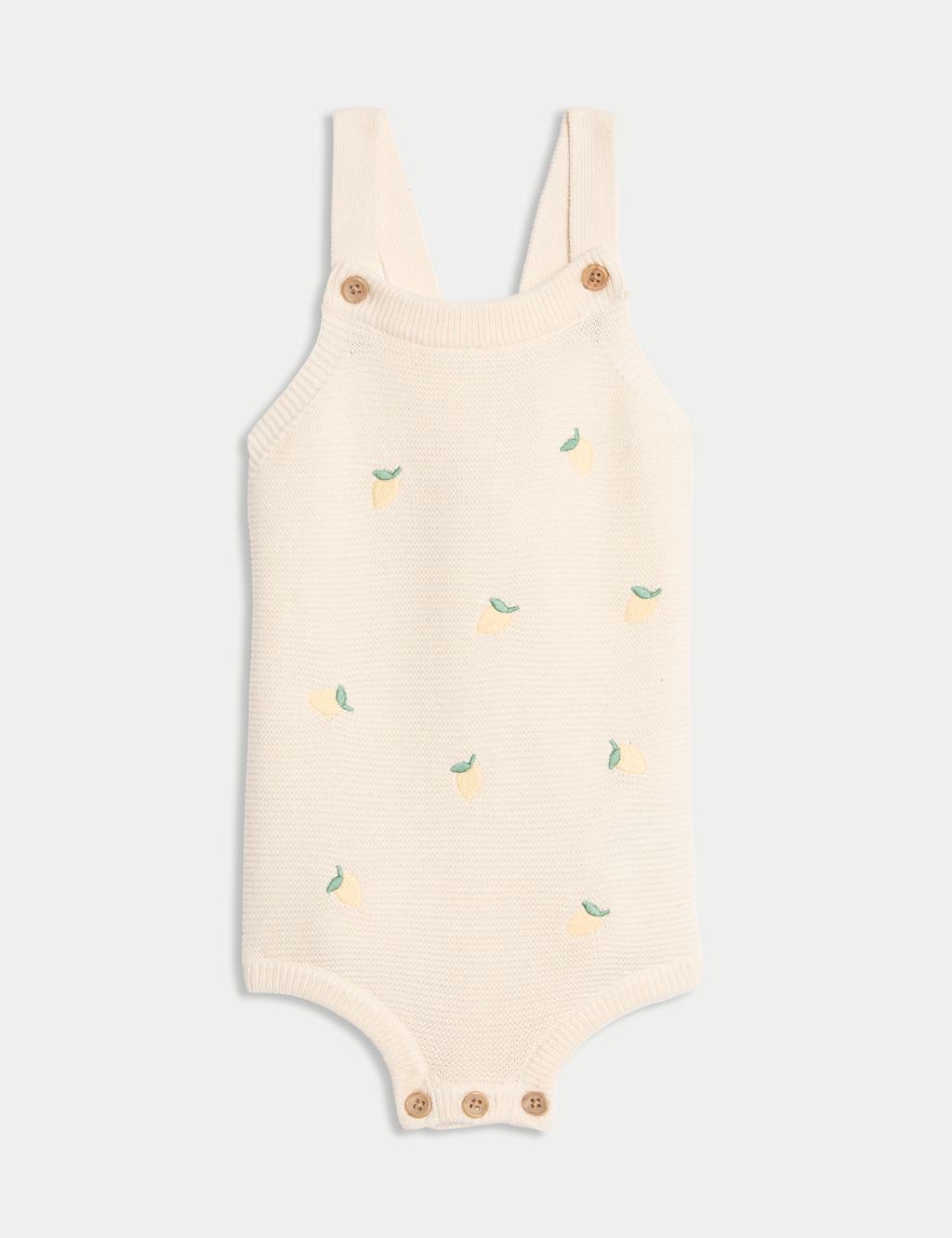 Pure Cotton Knitted Lemon Dungarees (7lbs-12 Mths) 1 of 4