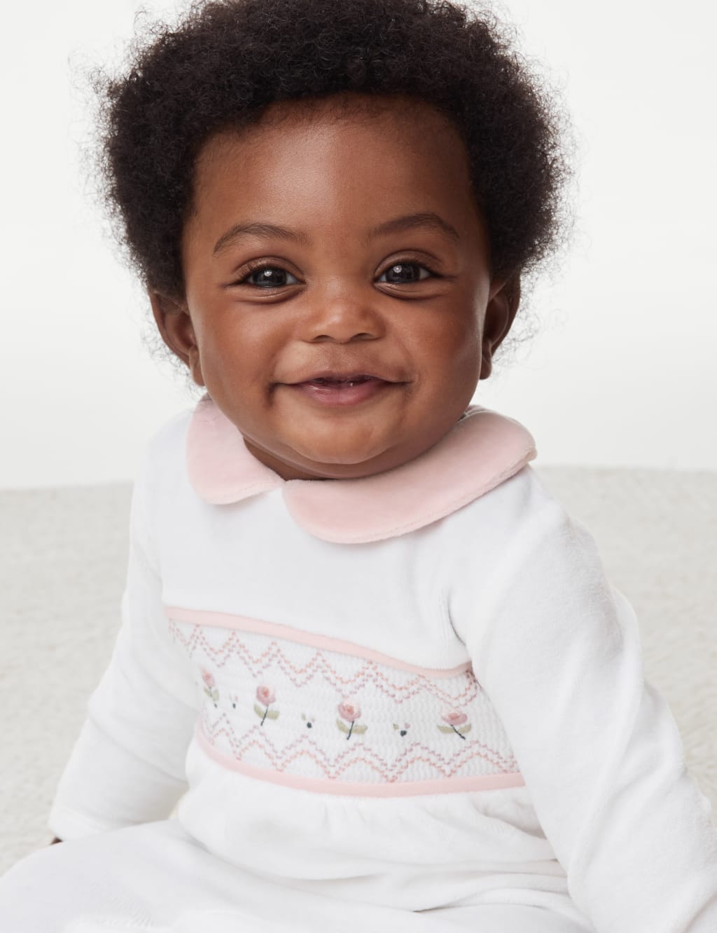 Cotton Rich Velour Floral Sleepsuit (7lbs-1 Yrs) 6 of 6
