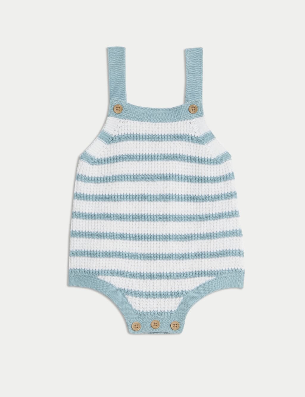 Pure Cotton Knitted Striped Bibshort (7lbs-12 Mths) 1 of 3