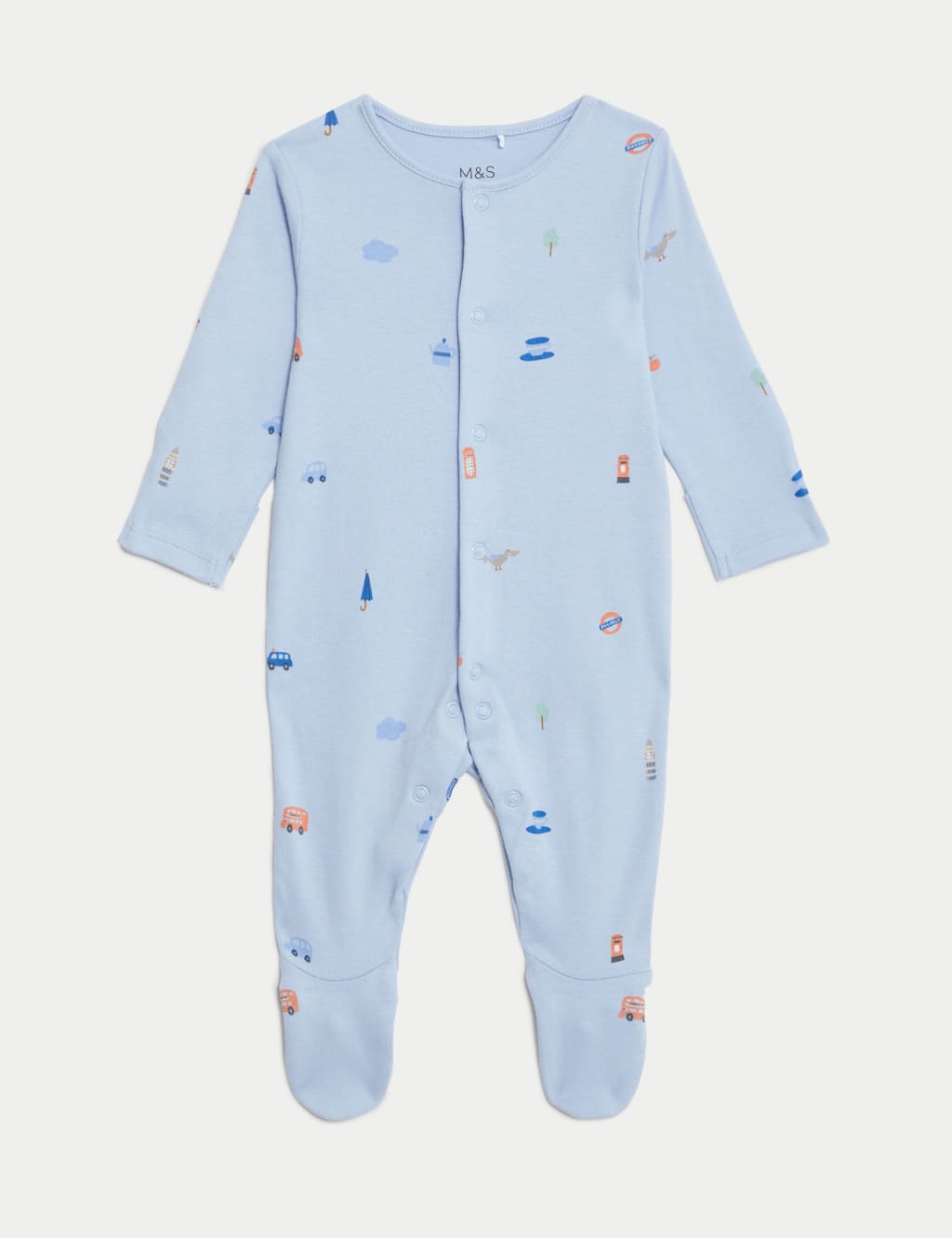 3pk Pure Cotton London Sleepsuits (6½lbs-3 Yrs) 2 of 5