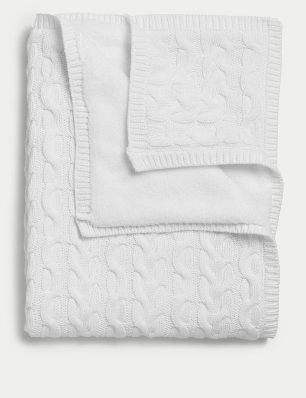 Pure Cotton Cable Knitted Fleece Shawl 3 of 5