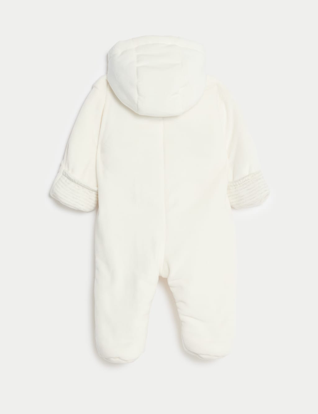 Velour Bear Pocket Hooded Pramsuit (0-12 Mths) 2 of 4