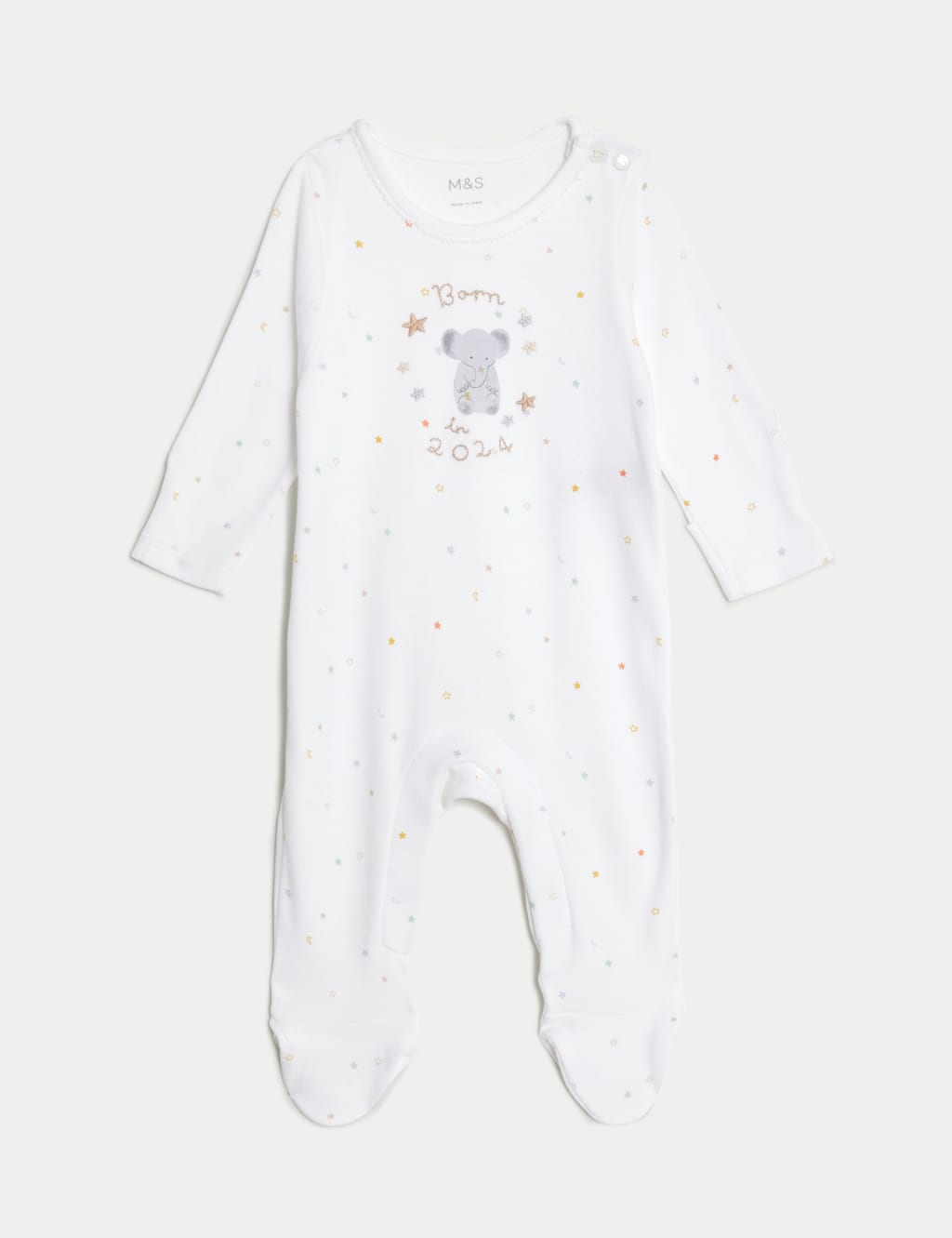 Pure Cotton Born In 2024 Sleepsuit 7lbs 9 Mths
