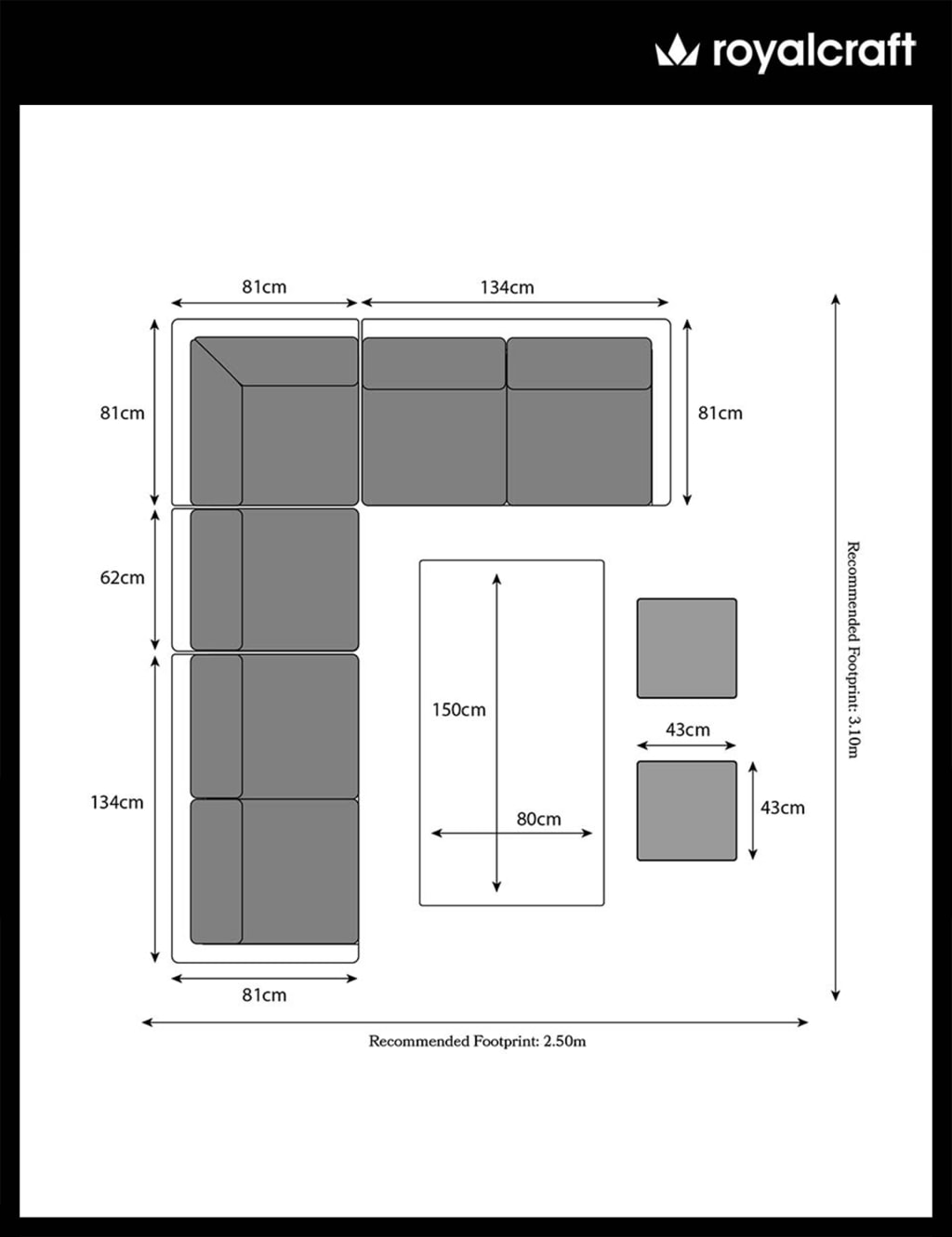 Wentworth 8 Seater Garden Corner Sofa Set 3 of 3