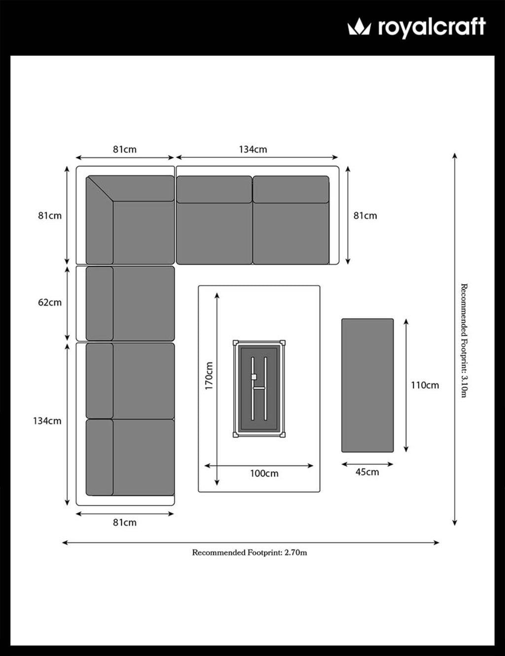 Wentworth 8 Seater Fire-Pit Lounge Set 9 of 9
