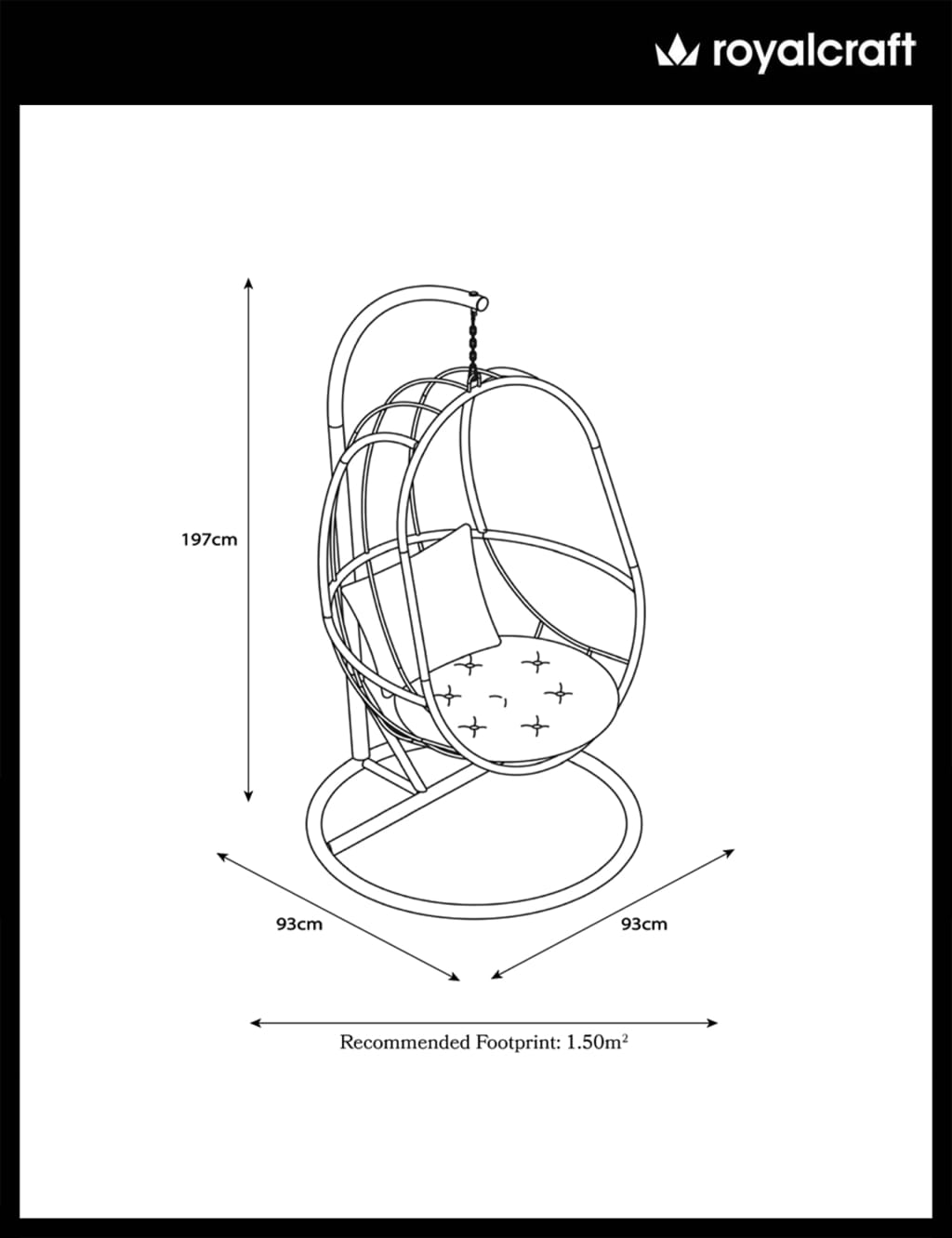 Wentworth Rattan Hanging Pod Chair 5 of 5
