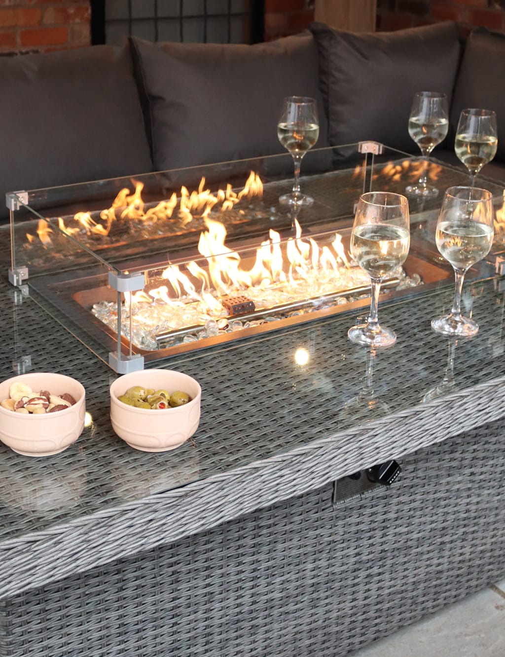 Paris Fire Pit Deluxe Rectangle Dining Set 2 of 6