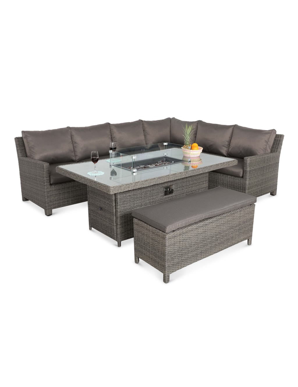 Paris Fire Pit Deluxe Rectangle Dining Set 5 of 6