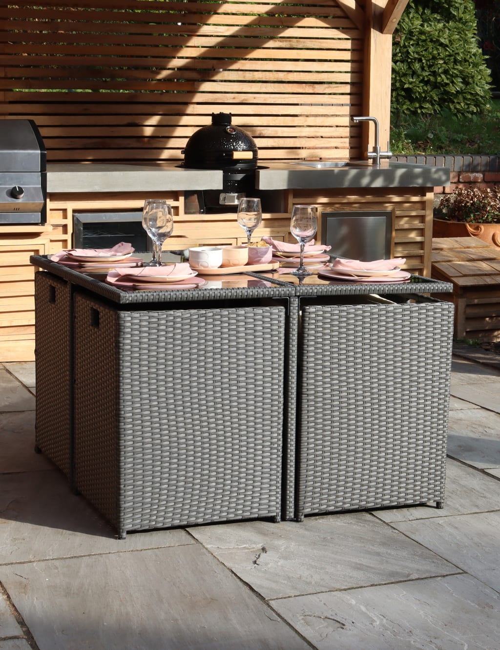Cannes 8 Seater Rattan Garden Cube Dining Set 3 of 5