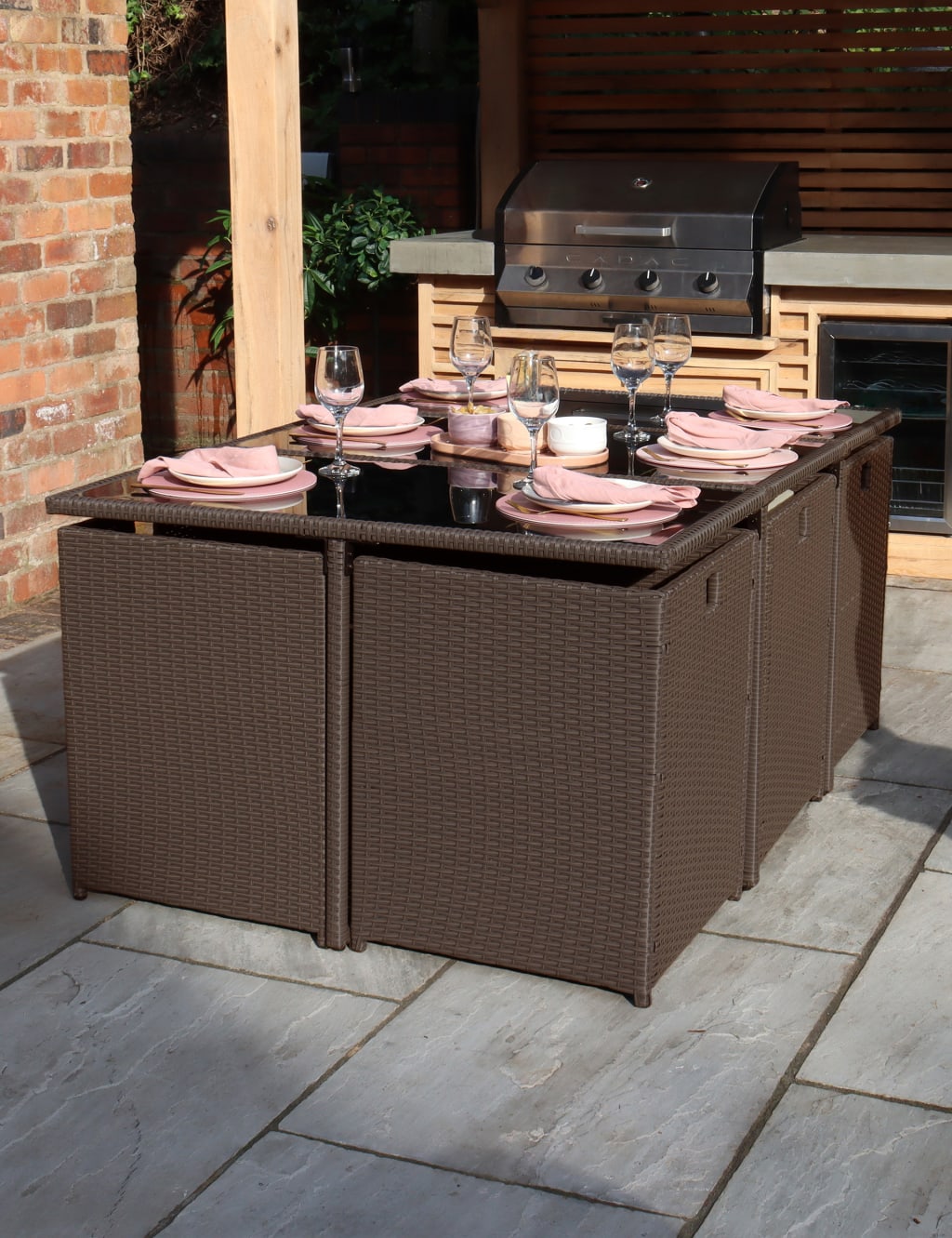Cannes 10 Seater Rattan Garden Cube Dining Set 2 of 6