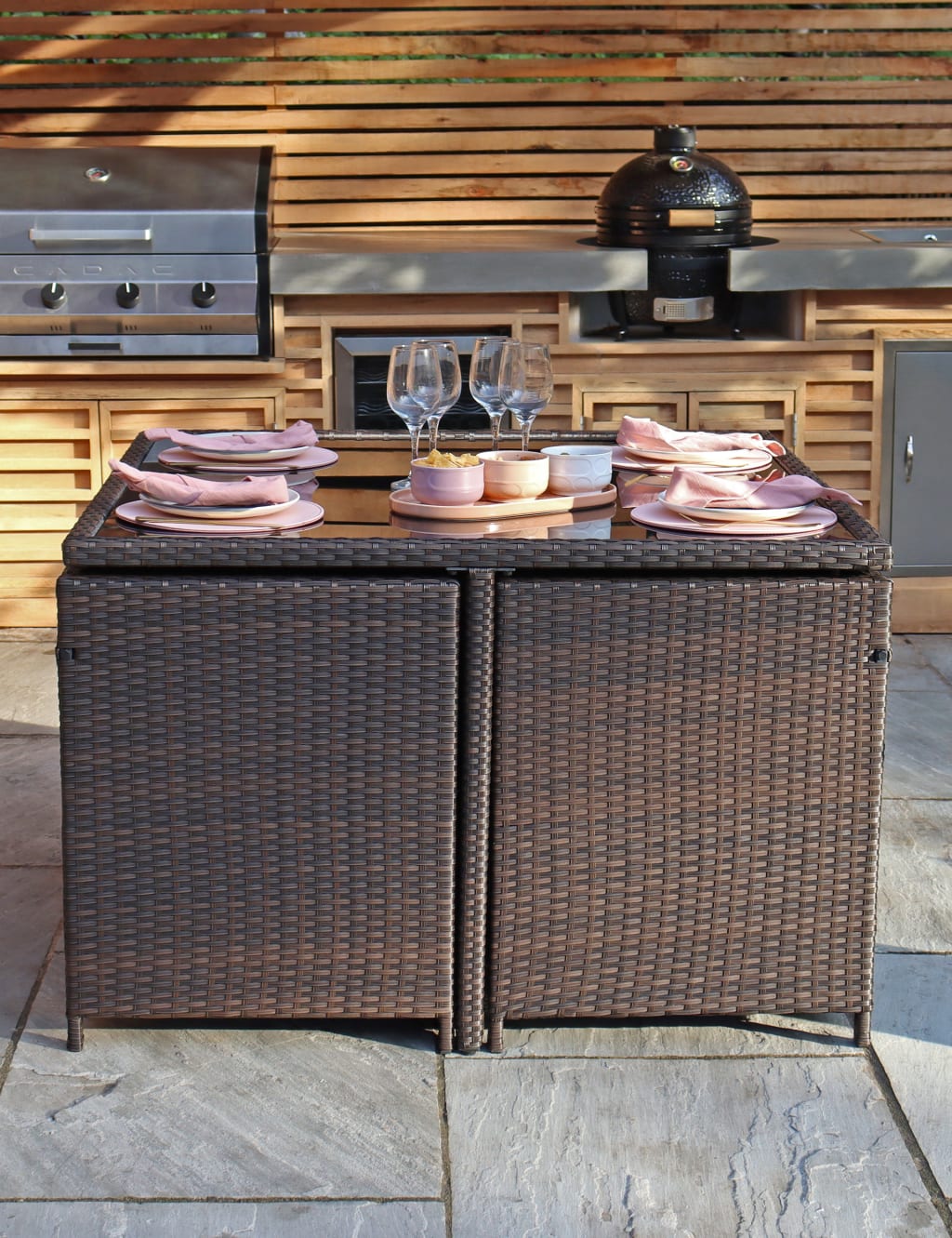 Nevada 4 Seater Rattan Garden Cube Dining Set 3 of 5