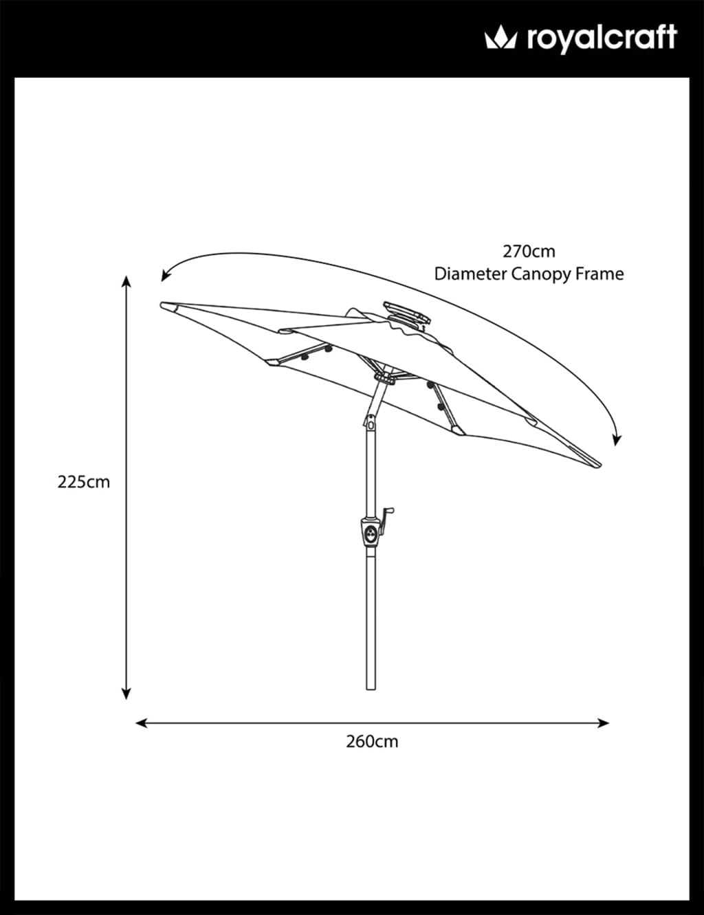 Crank and Tilt LED Strip Parasol 8 of 8