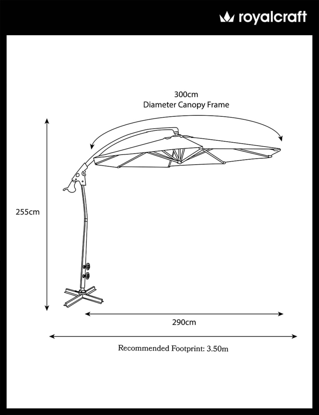 Deluxe 3m Cantilever Parasol 7 of 7