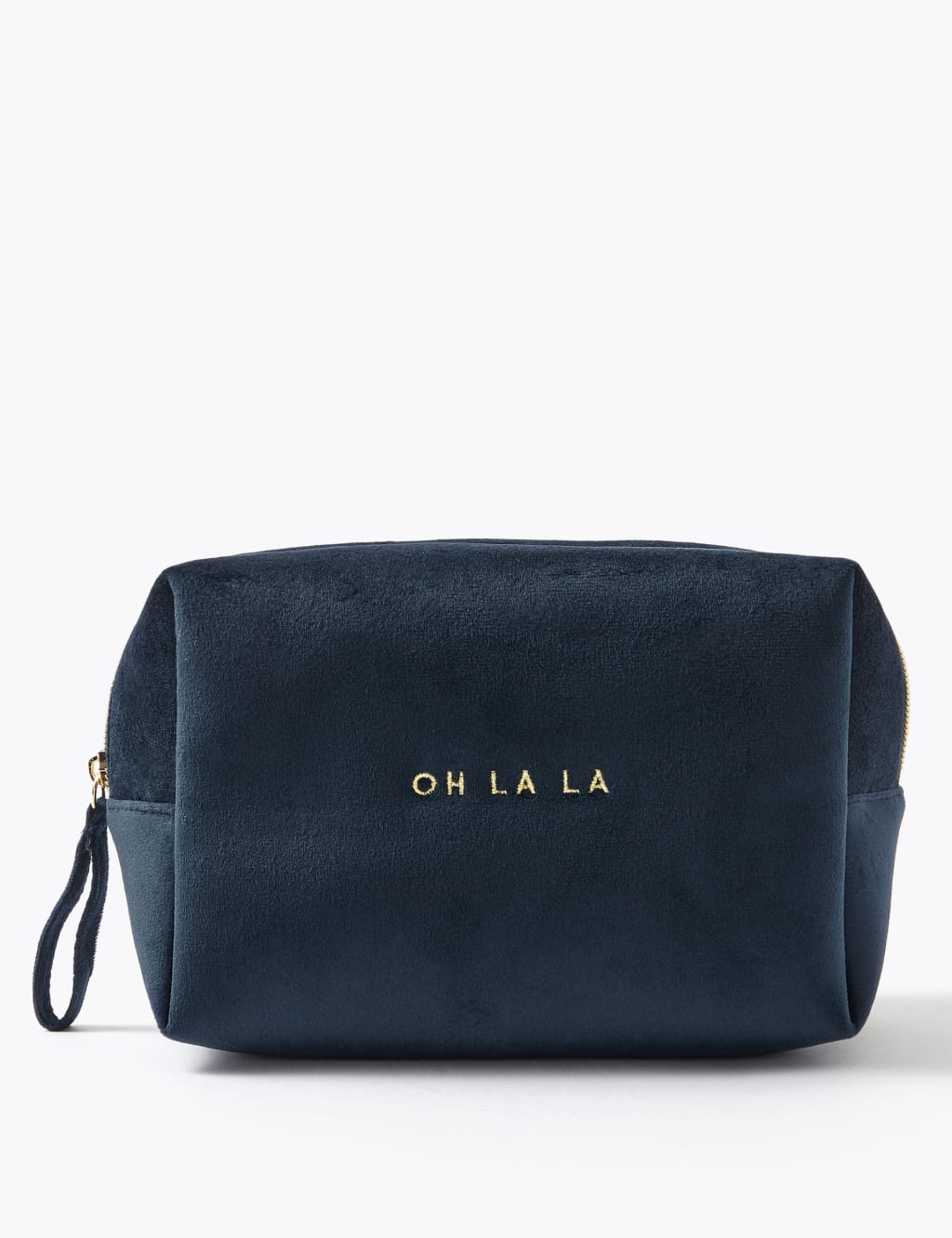 Navy Oh La La Slogan Velvet Bag M S Collection M S