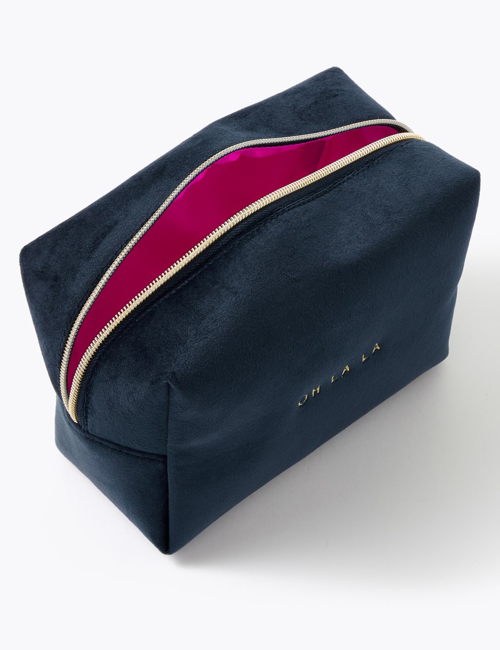 Navy Oh La La Slogan Velvet Bag M S Collection M S