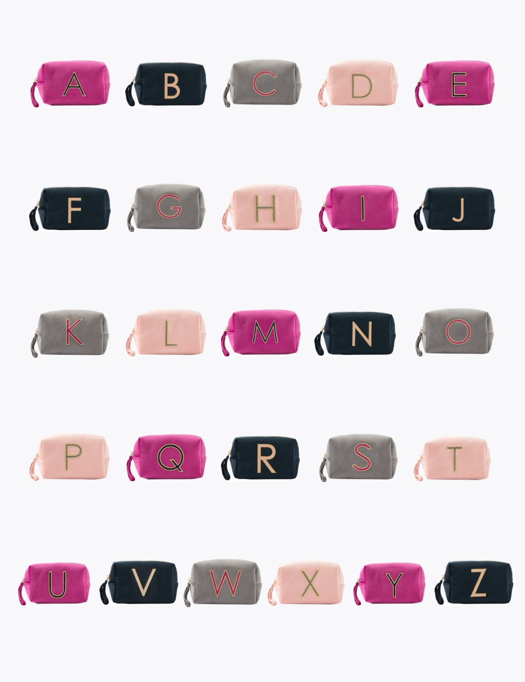Alphabet Velvet Make Up Bag 2 of 6