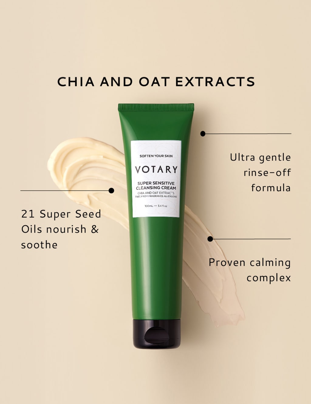 Super Sensitive Cleansing Cream - Chia and Oat Extracts - 100ml 5 of 5