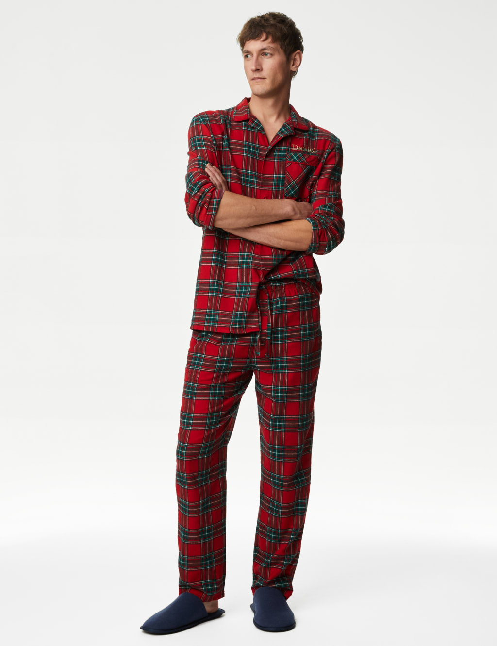 Personalised Men s Checked Pyjama Set M S Collection M S