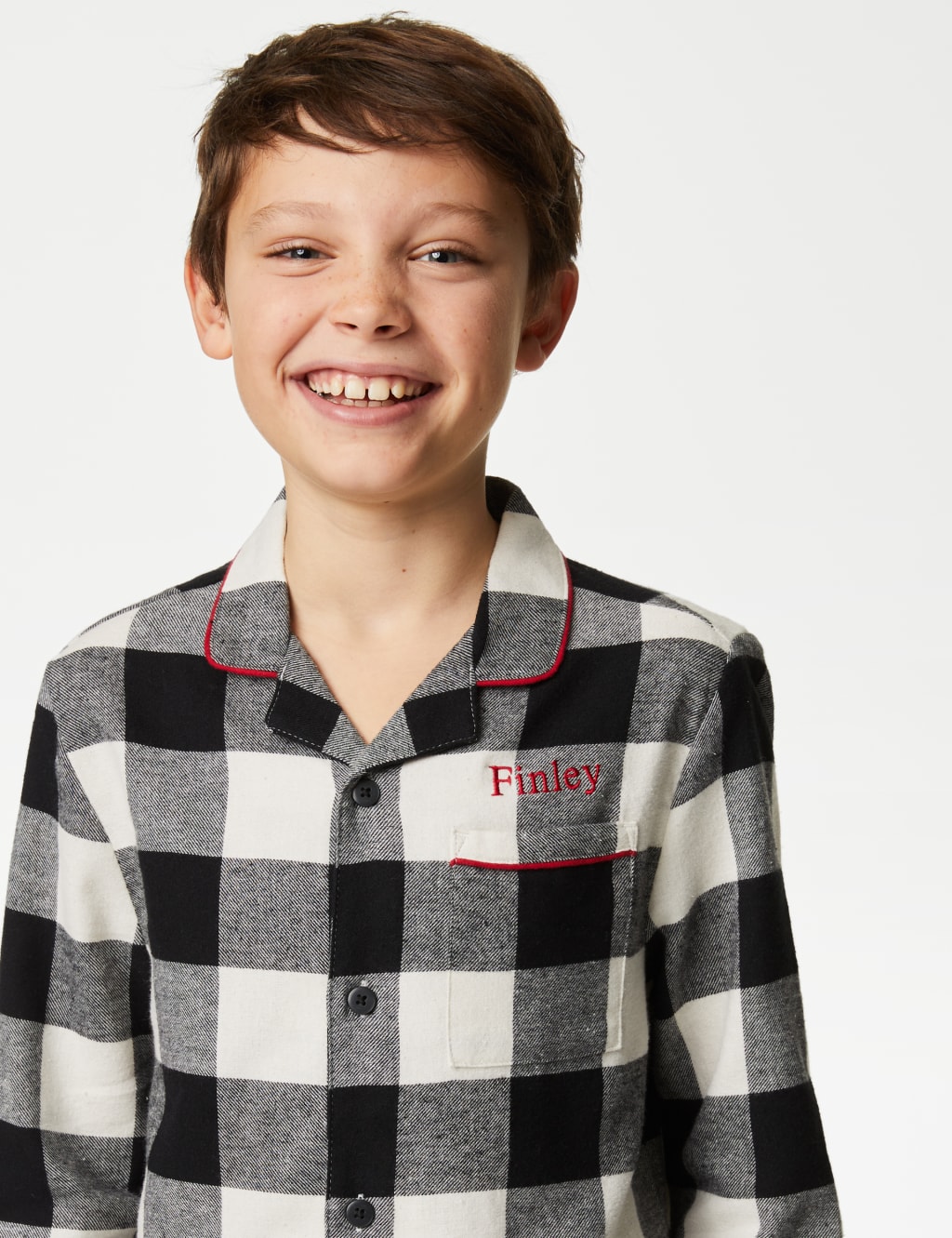 Personalised Kids' Mono Check Pyjama Set (1-16 Yrs) 1 of 6
