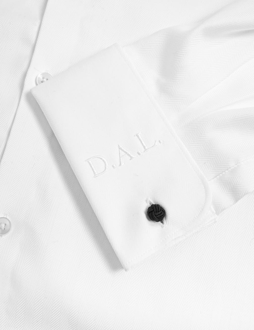 Tailored Fit Personalised Men's Double Cuff Herringbone Shirt 2 of 5