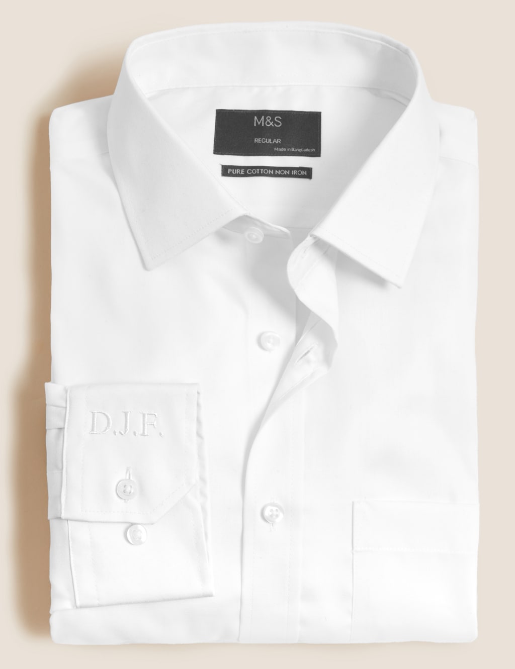 Longer Length Regular Fit Personalised Men s Twill Shirt M S Collection M S