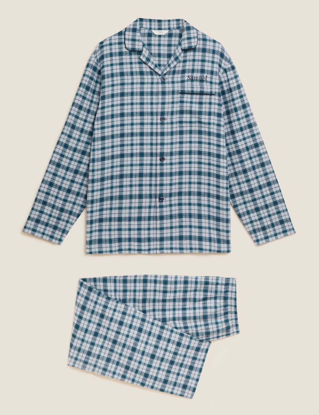 Personalised Men s Check Pyjama Set M S Collection M S