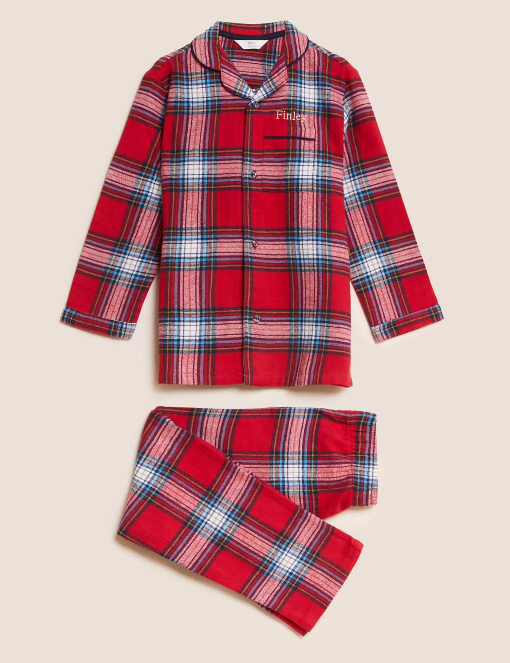 Personalised Kids Family Checked Pyjamas M S Collection M S