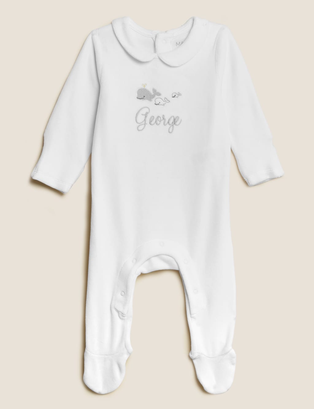Personalised Kids Velour Whale Sleepsuit 7lbs 12 Mths M S Collection M S