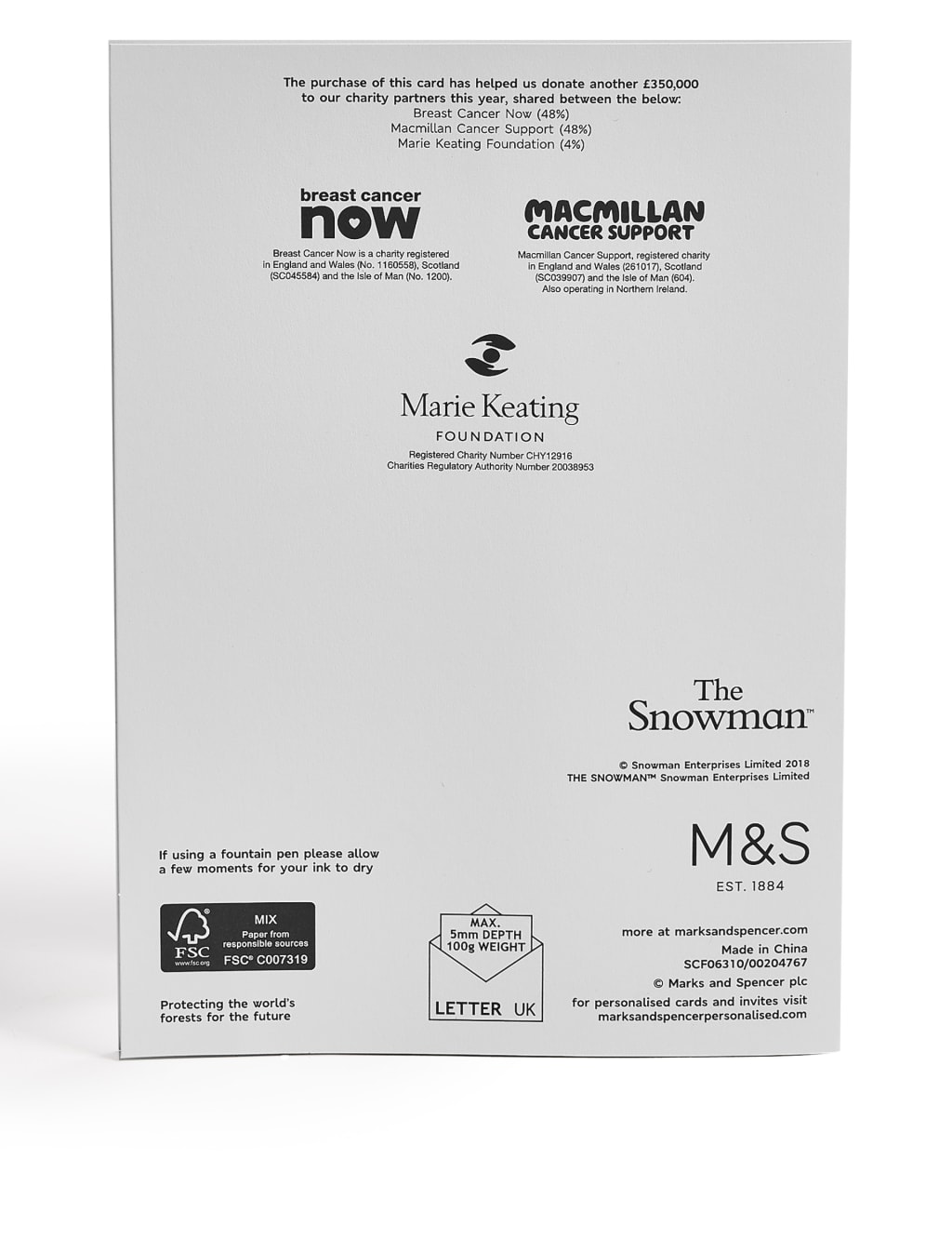 The Snowman™ Christmas Charity Cards Pack of 20 4 of 4