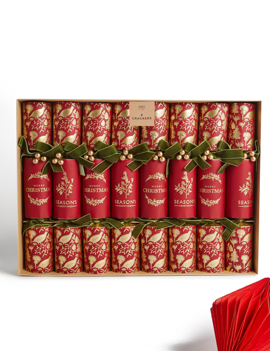 Red & Gold Festive Icons Luxury Christmas Crackers Pack of 8 1 of 3