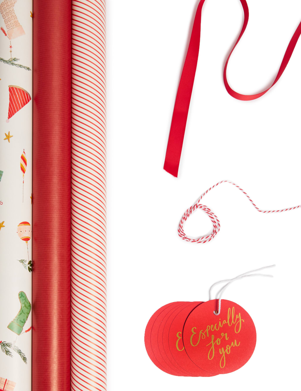Festive Wrapping Paper, Tag & Ribbon Pack - 4.5m 1 of 2