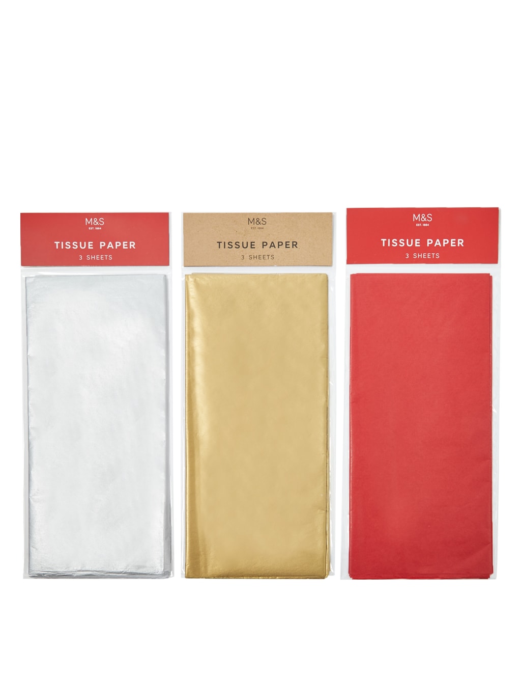 Red, Silver & Gold Christmas Tissue Paper Pack - 9 Sheets 1 of 2