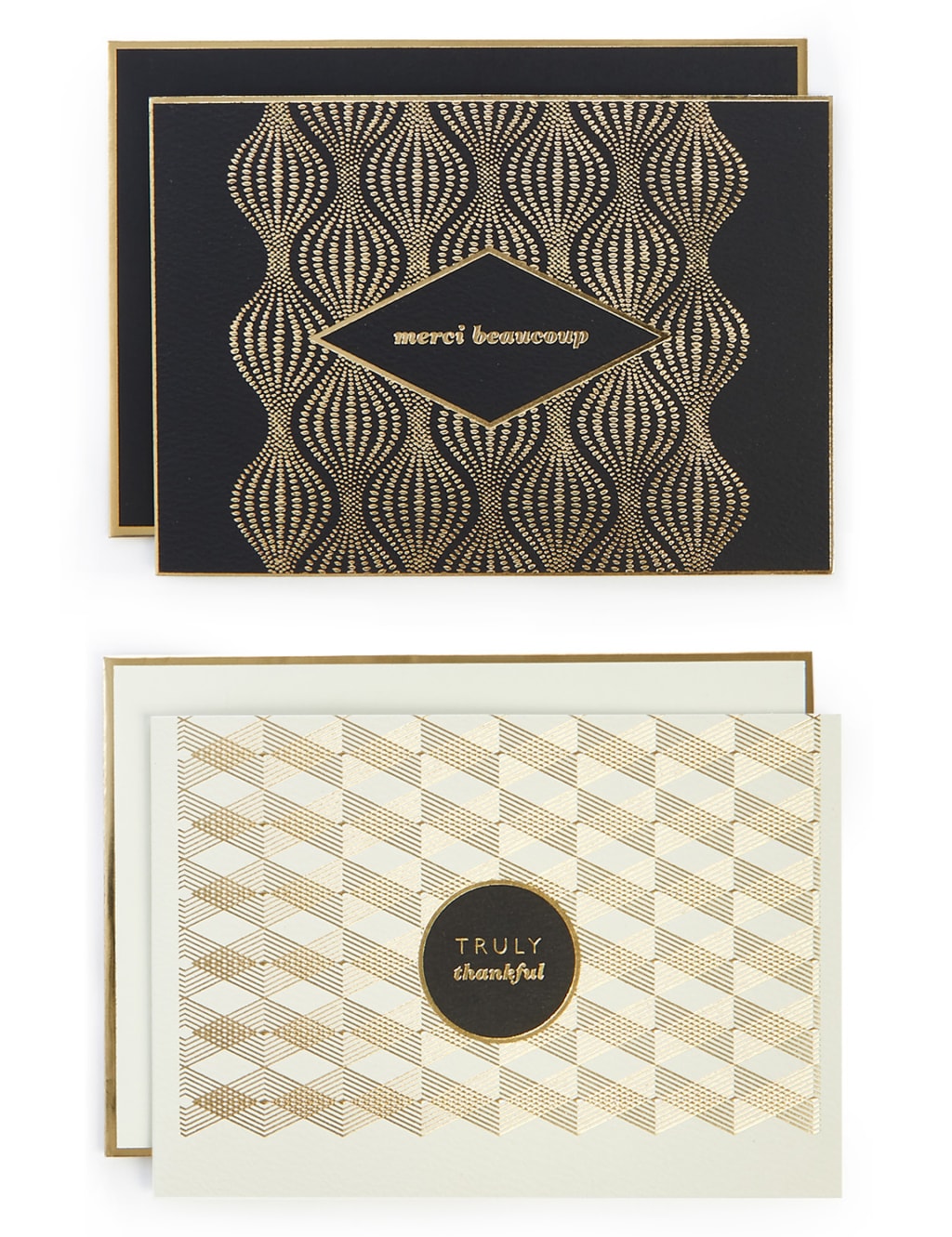 Pack of 8 Black & Cream Thank You Cards 1 of 5