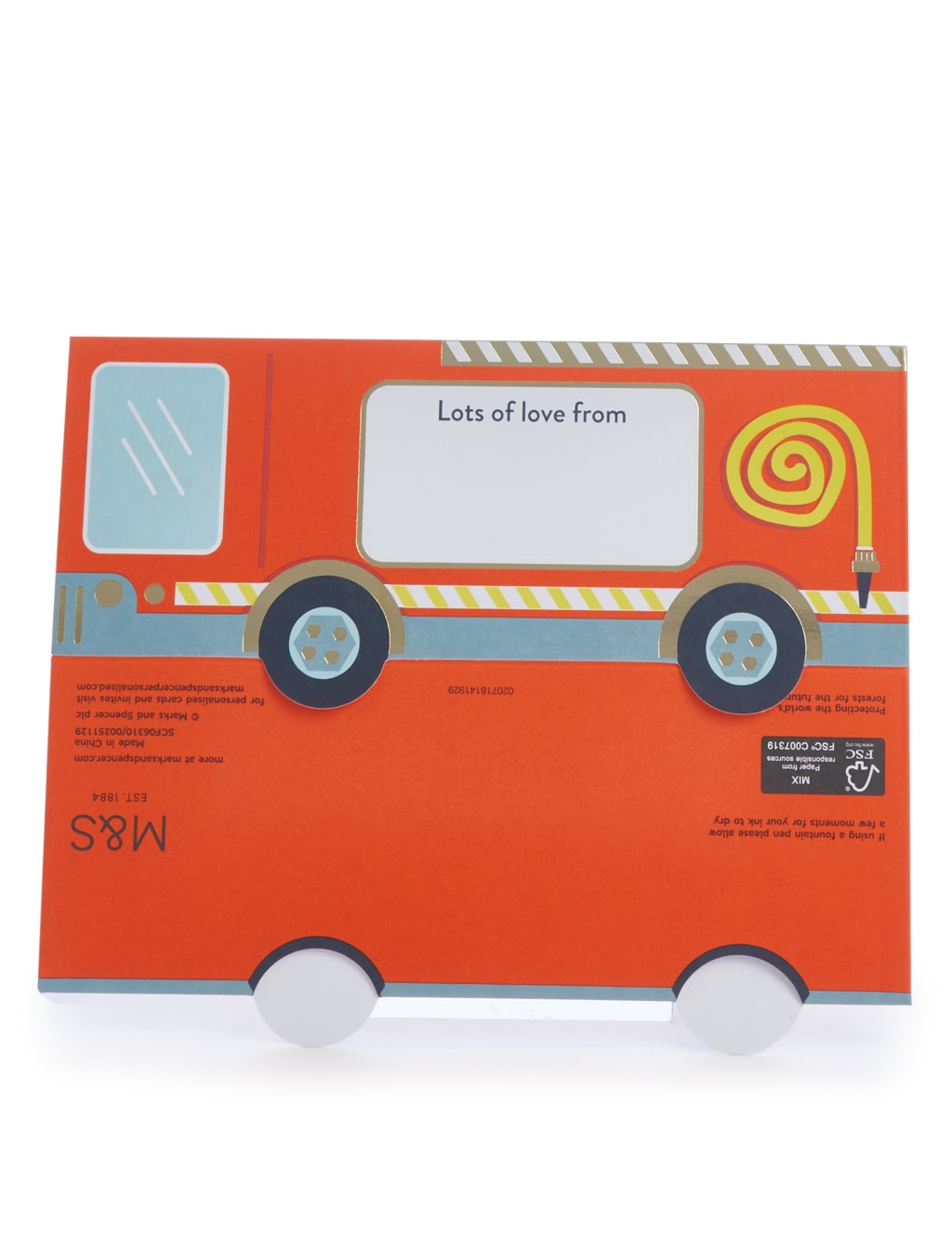 Grandson Pop-up Fire Engine Birthday Card 4 of 4