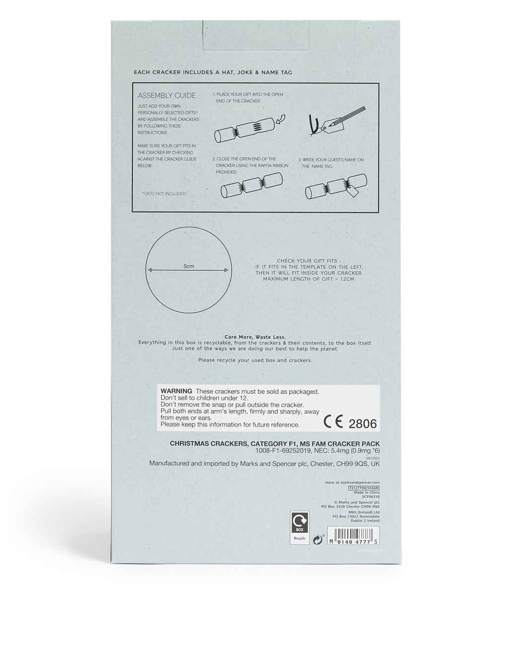 Fill Your Own' Recyclable Christmas Crackers - Pack of 6 in 1 Design 4 of 4