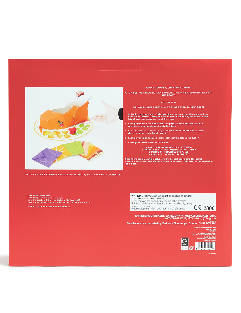 Stuff the Turkey' Recyclable Family Christmas Crackers and Game - Pack of 12 in 2 Designs 4 of 4