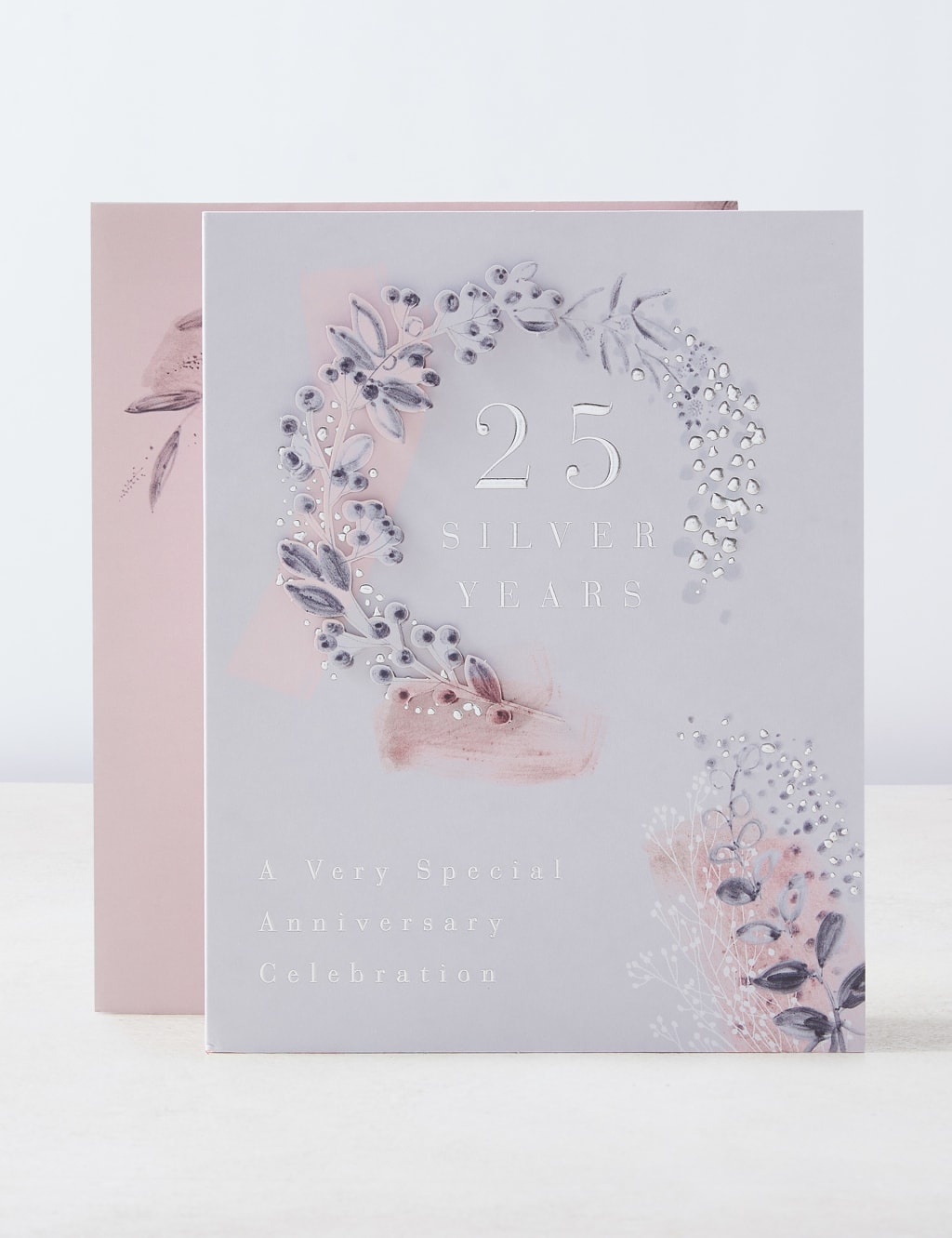 3D Effect Silver Foiled 25th Wedding Anniversary Card 1 of 5