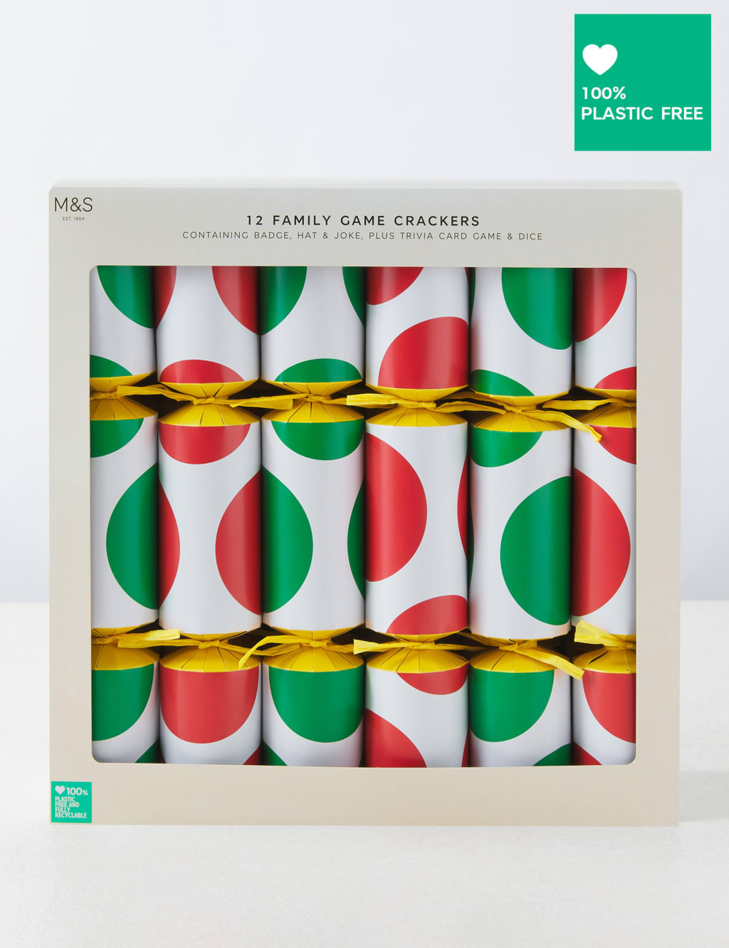 Family Fun Recyclable Christmas Crackers - Pack of 12 in 2 Designs 1 of 4