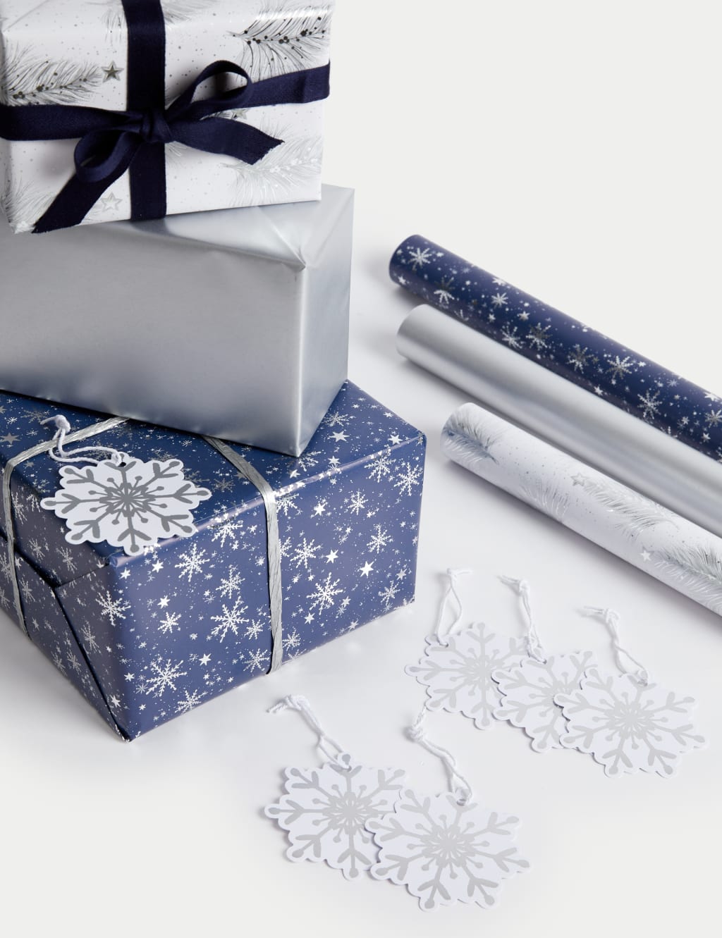 Luxury Silver & Navy 6M Christmas Gift Wrap & Accessories Pack 2 of 2