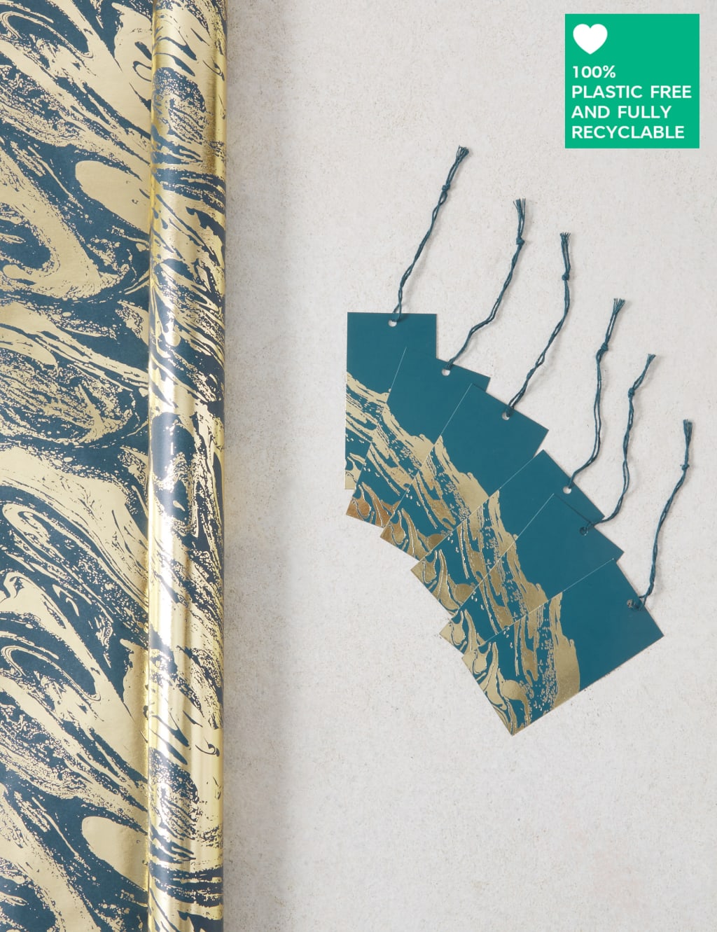 Luxury Christmas Wrap & Tag Pack - 3m of Wrapping Paper & 6 Gift Tags, in Elegant Marbled Design 1 of 2