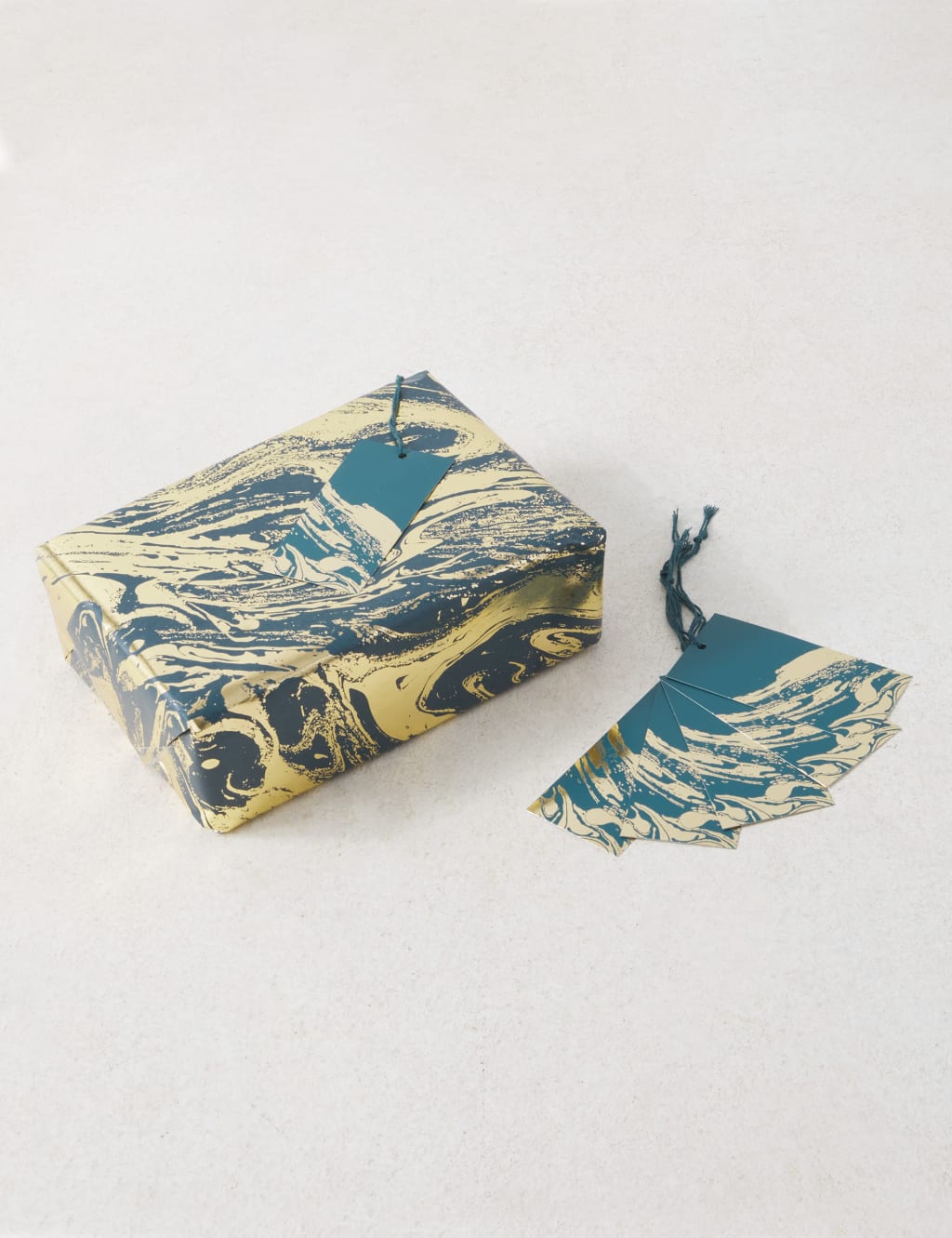 Luxury Christmas Wrap & Tag Pack - 3m of Wrapping Paper & 6 Gift Tags, in Elegant Marbled Design 2 of 2