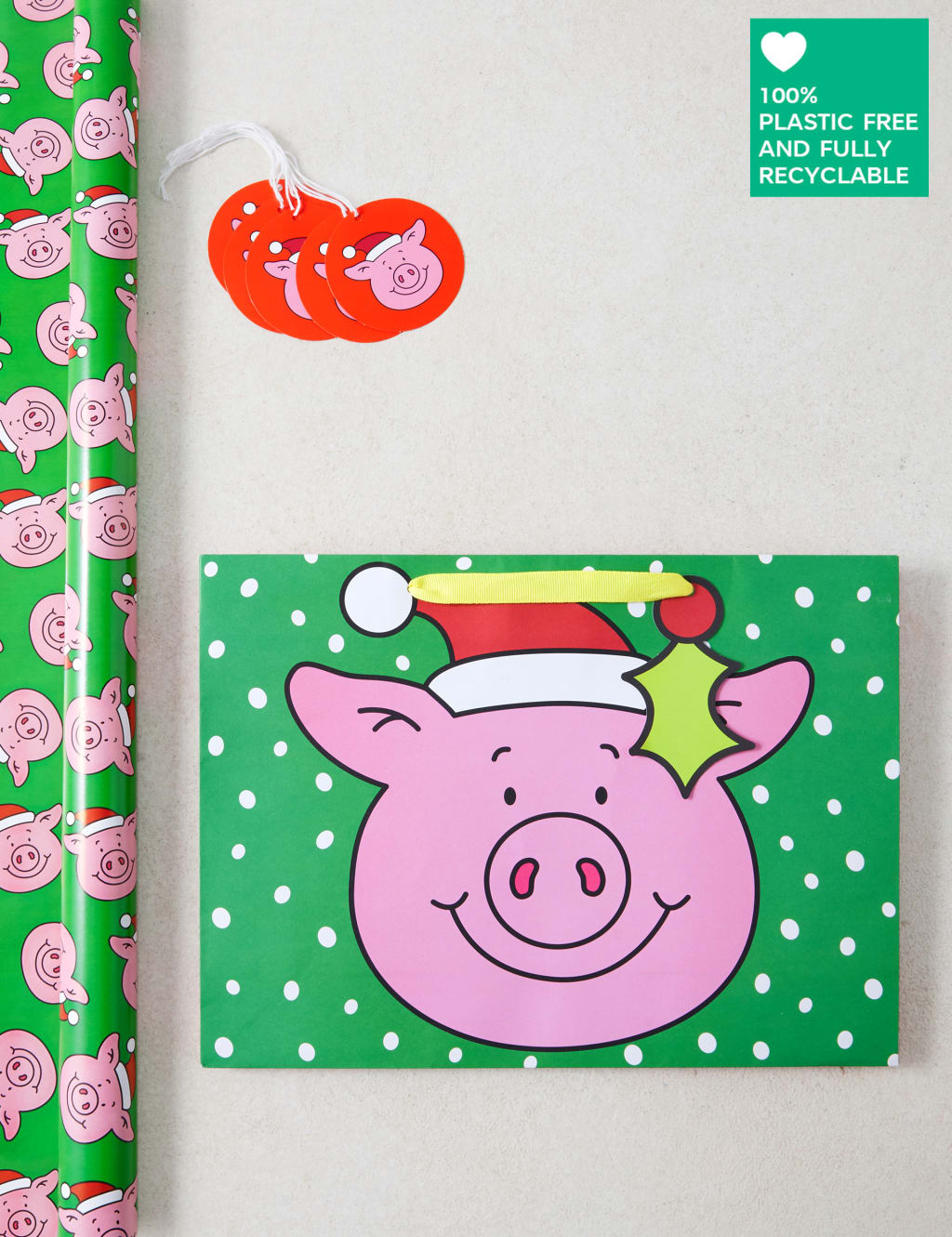 Christmas Wrapping Paper 4m, 6 Tags and Gift Bag Bundle 1 of 5
