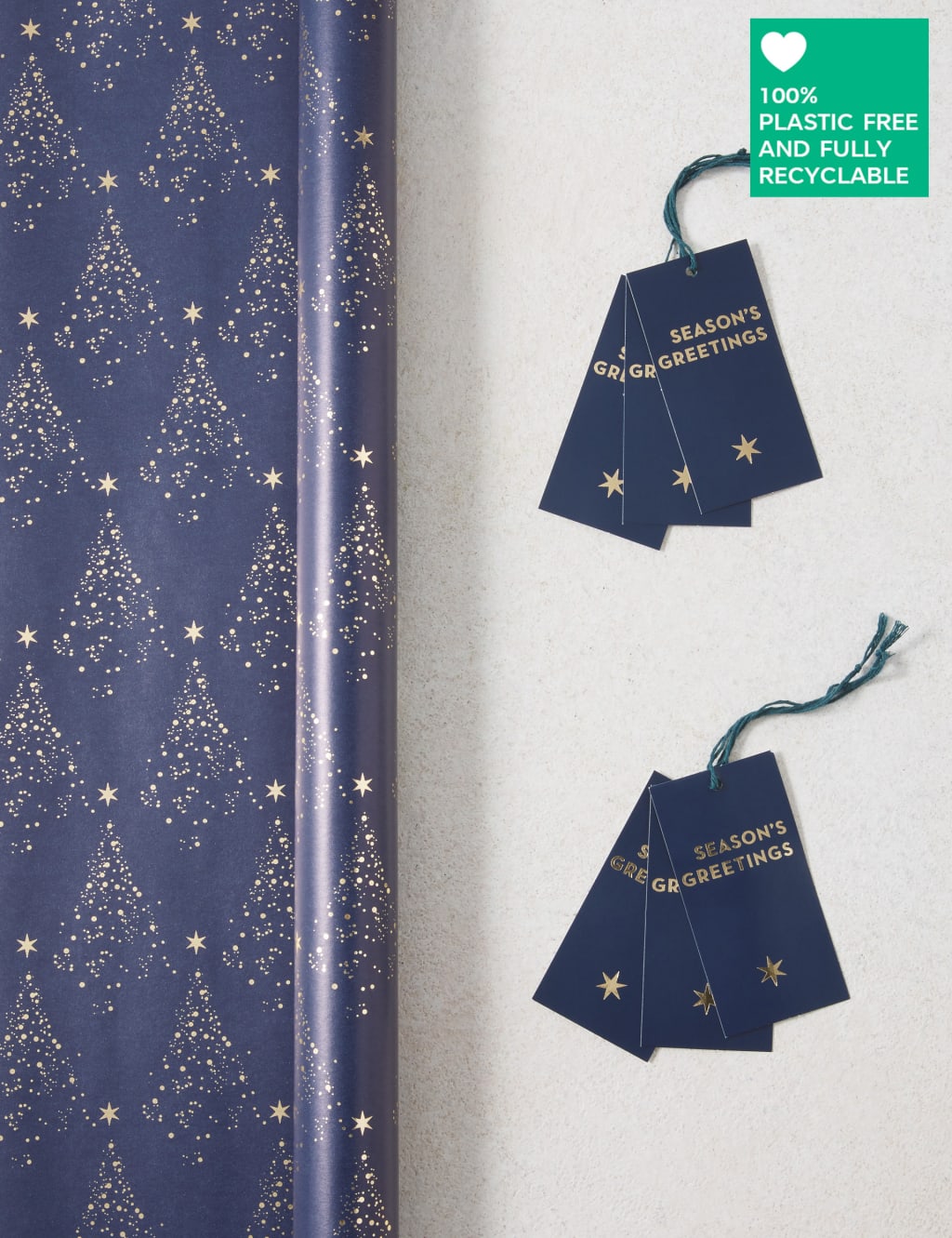 Luxury Christmas Wrap & Tag Pack - 3m of Gold-Foiled Wrapping Paper & 6 Gift Tags, in an Elegant Festive Design 1 of 2