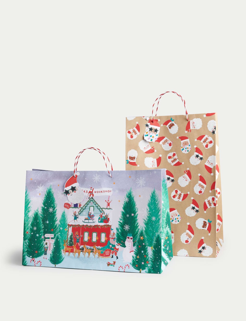 Santa Design Christmas Extra Large Gift Bag Pack of 2 M S