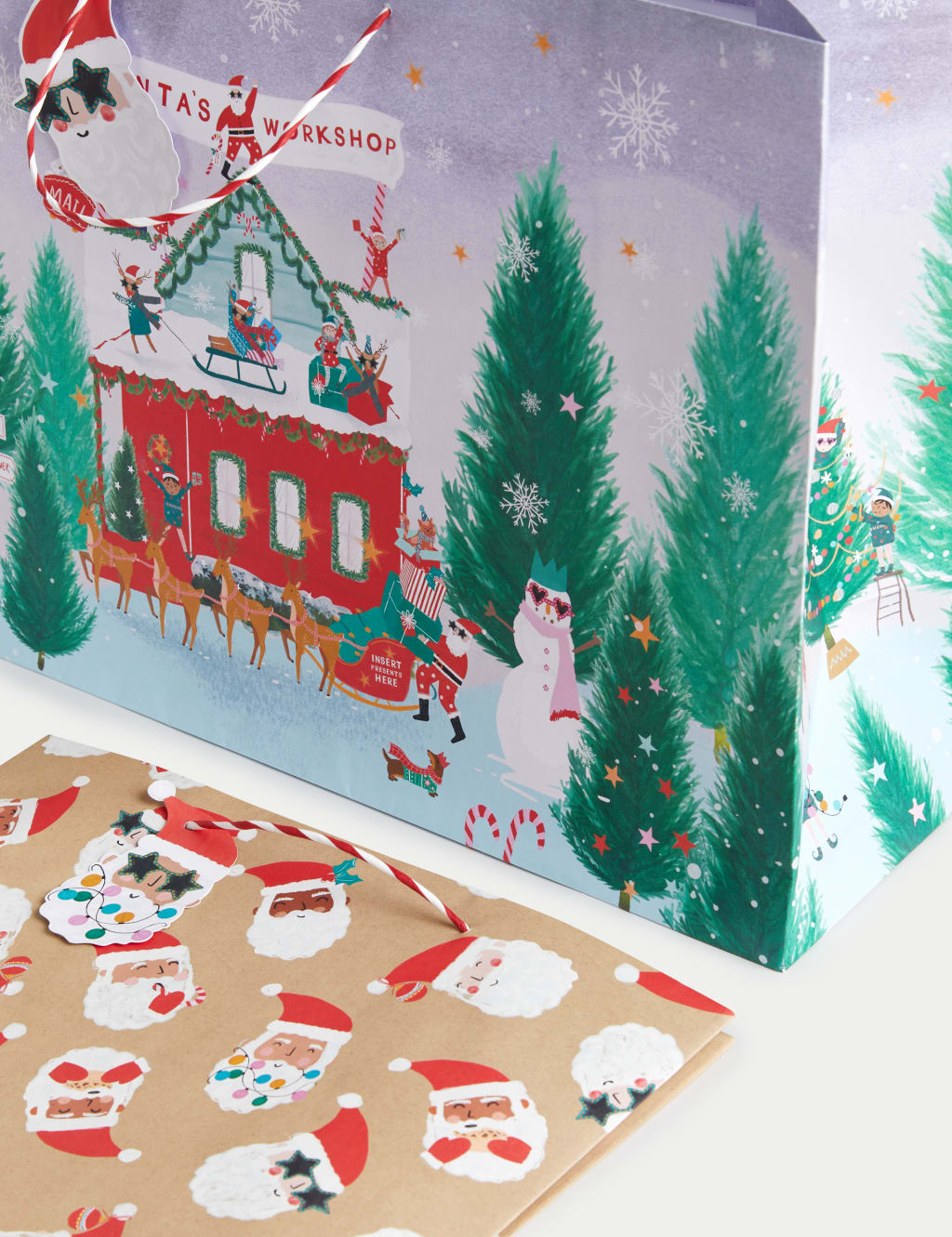 Santa Design Christmas Extra Large Gift Bag Pack of 2 M S