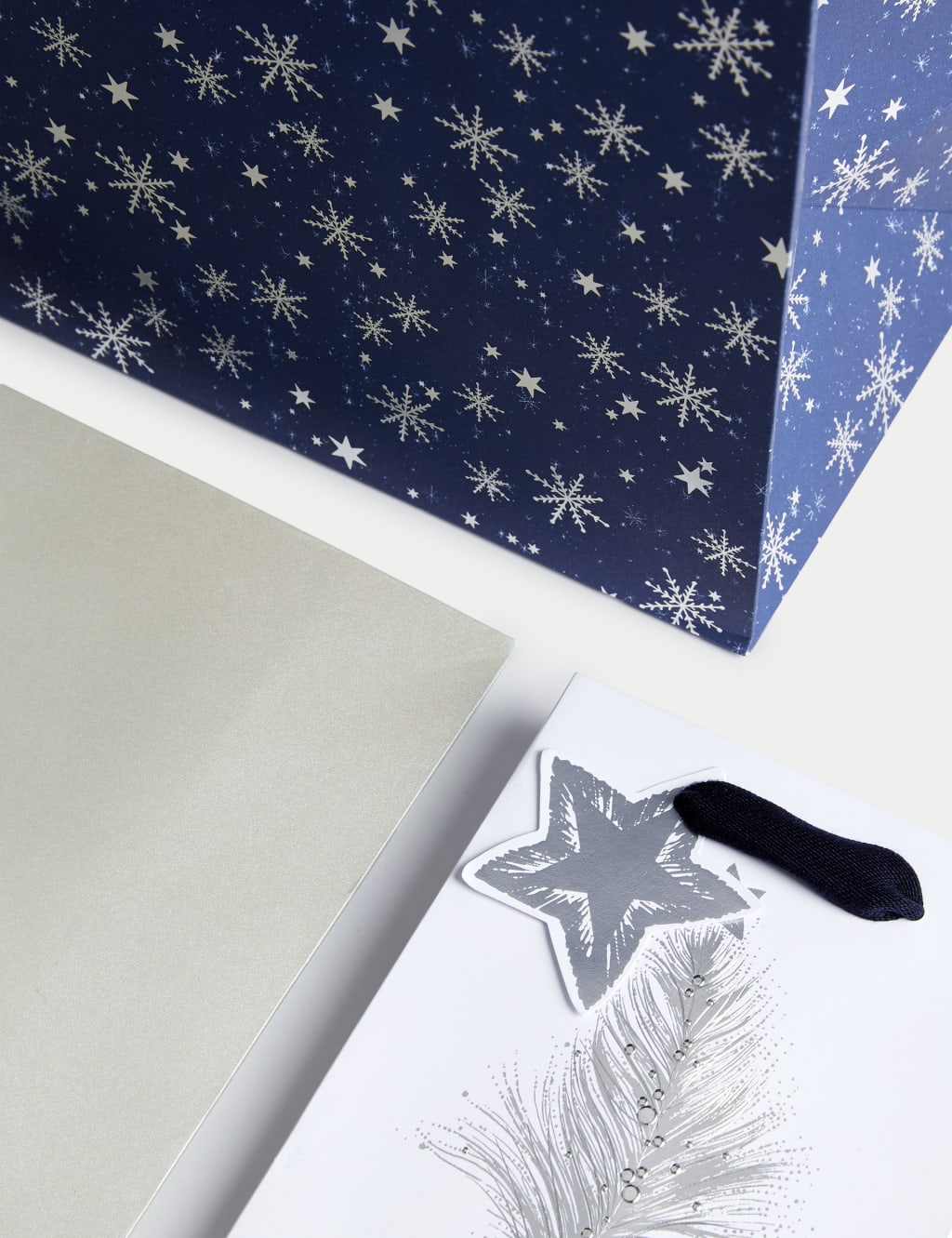 Luxury Blue Silver Christmas Gift Bags Pack of 3 M S