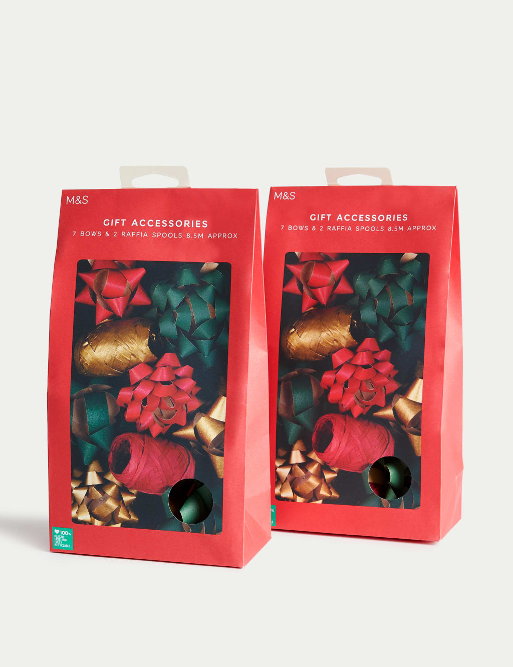 Christmas Wrapping Accessories 2 Pack - Bows & Raffia Ribbons 1 of 3